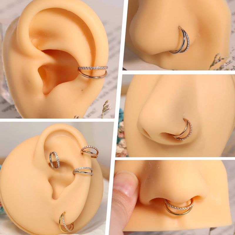 FUNLMO Store 316L Surgical Steel Nose Hoop Septum Conch Piercing Jewelry Cartilage Daith Helix Tragus Rook Lobe Earring Triple/Double Nose Lip Ring 20G 18G 16G - Image 5